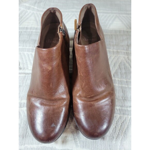 Dansko Brown Leather Ankle Booties Size 37 | Side Zip Comfort Heel Work Shoes - Picture 5 of 6